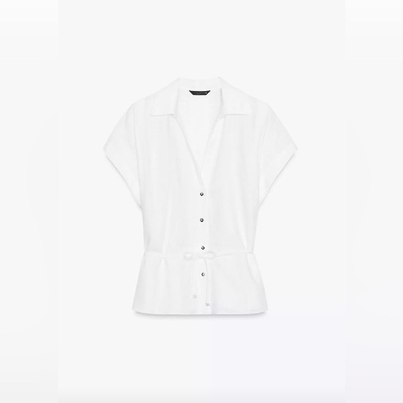 ZARA Belted Linen Blouse - Picture 7 of 9